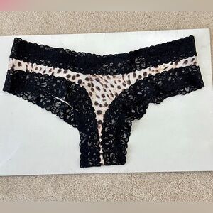 Retired Victoria’s Secret Animal Print Lace Trim Cotton Cheeky Panties Small s